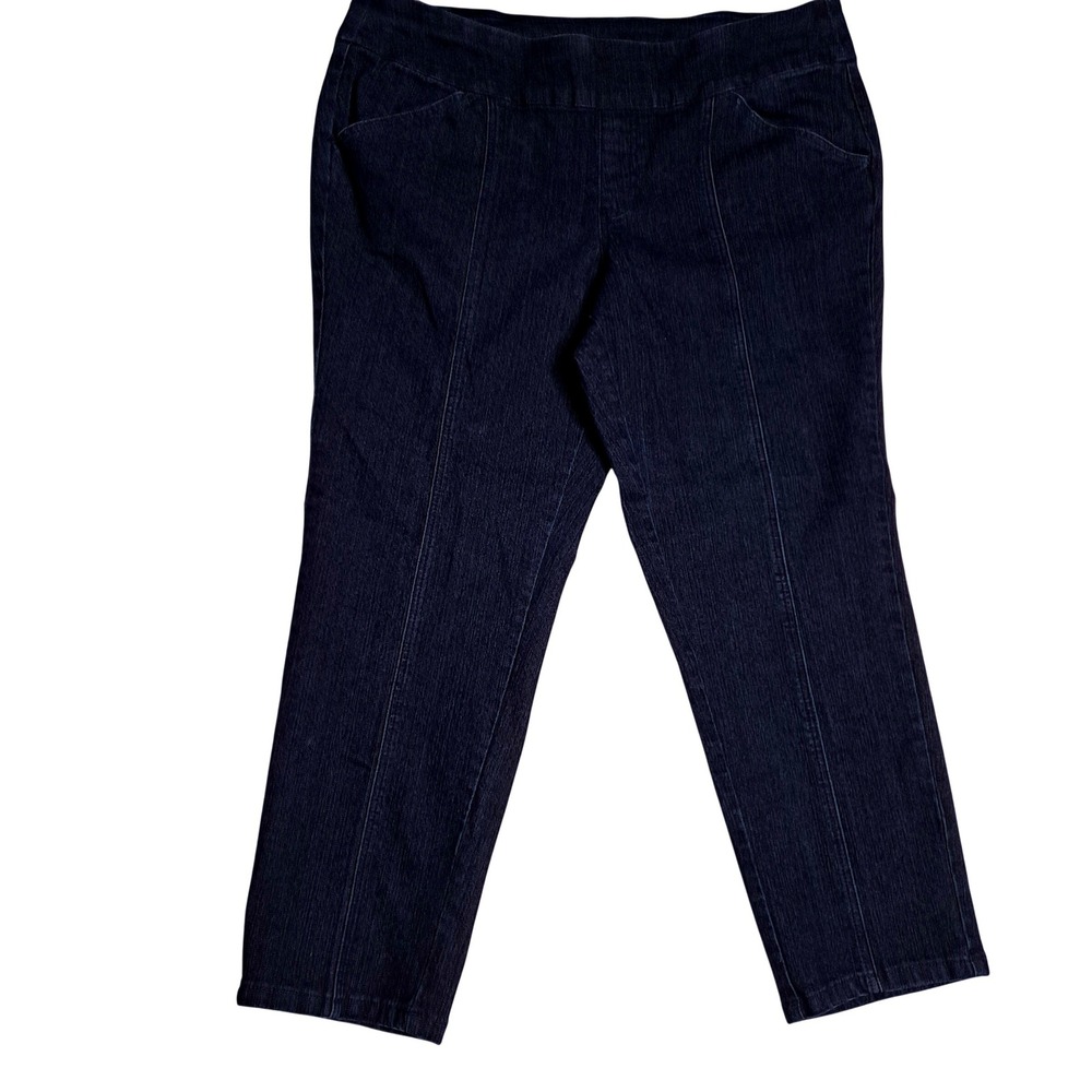Denim and Co Jeans Womens 20WP Dark Wash Elastic Waist Straight‎ Leg Stretch